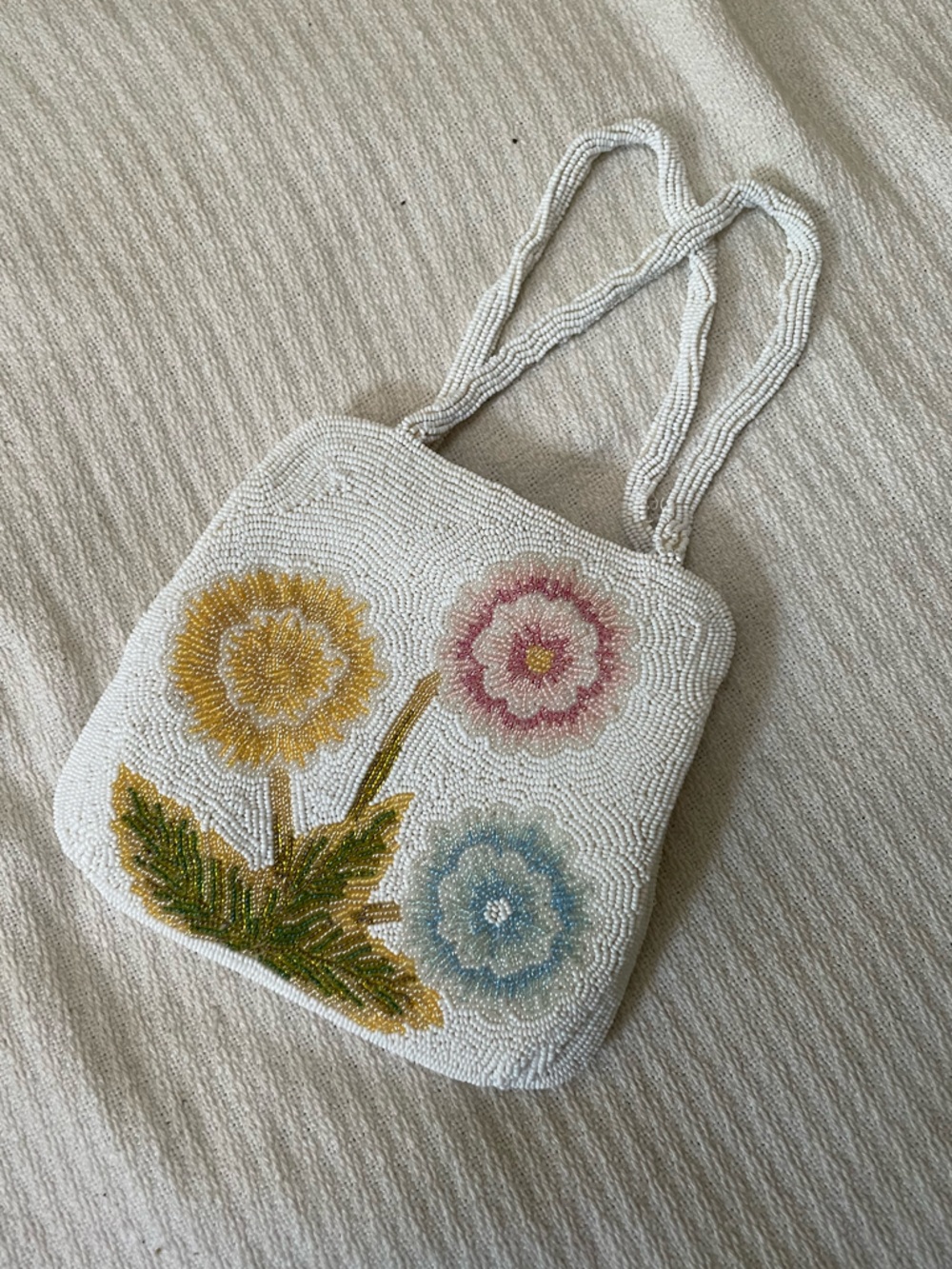 Y2K Vintage beaded floral mini purse made in Korea